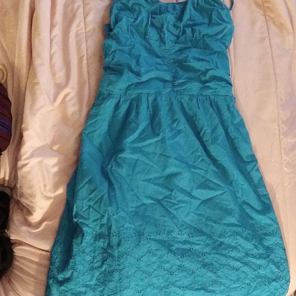 Metro wear blue floral hem dress size L adjustable straps